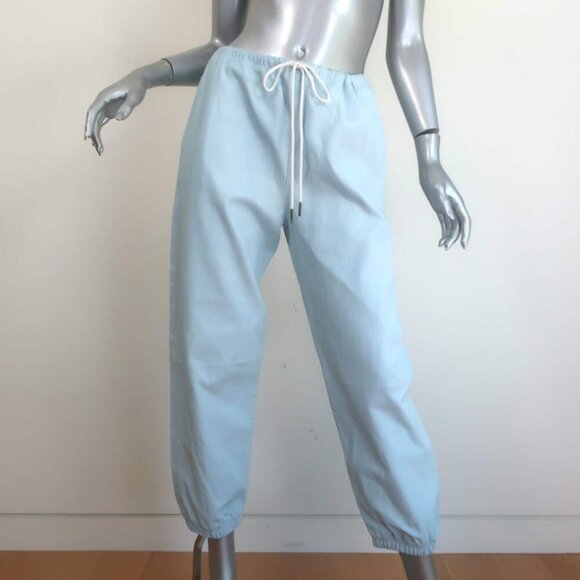 SPRWMN Leather Drawstring Joggers Light Blue Size Large - Picture 1 of 8